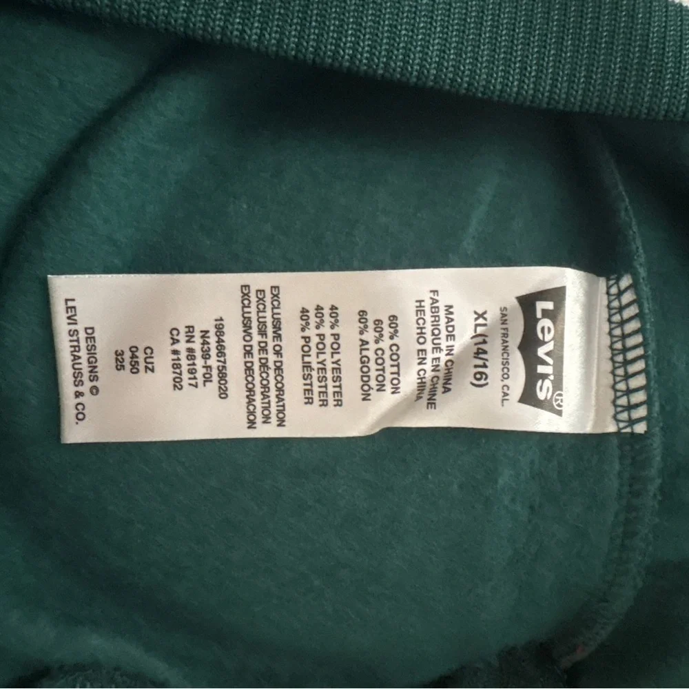 Levi's Teal Green Hoodie with White Stripe Details